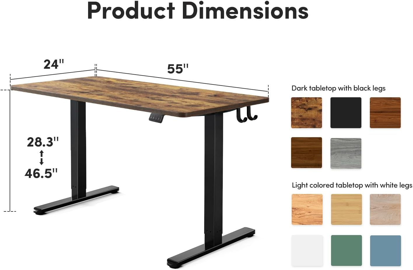 Electric Standing Desk, 55 X 24 Inches Height Adjustable Stand up Desk, Sit Stand Home Office Desk, Computer Desk, Rustic Brown